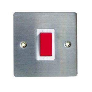 FLAT STAINLESS STEEL 45A D/P 1 GANG SWITCH