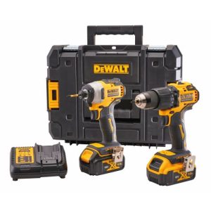 DEWALT COMBI DRILL & IMPACT DRIVER TWIN PACK + 1 EACH 4AH & 5AH LI-ION BATTERIES