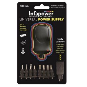 INFAPOWER 600mA UNIV MAINS ADAPTOR+USB