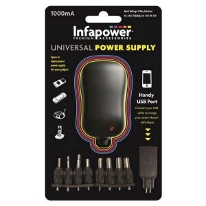 INFAPOWER 1000mA UNIV MAINS ADAPTOR+USB