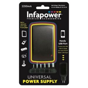 INFAPOWER 2250mA UNIV MAINS ADAPTOR+USB