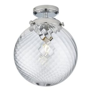 ENDON MILSTON POLISHED CHROME+CLEAR SPIRAL GLASS FLUSH FITTING
